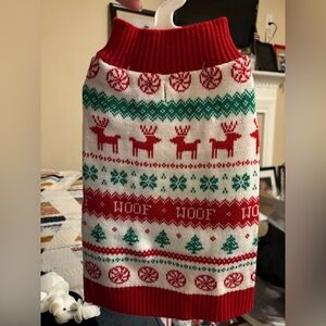 Celebrations Buttons & Bones Festive Red and Green Dog Sweater BNWT